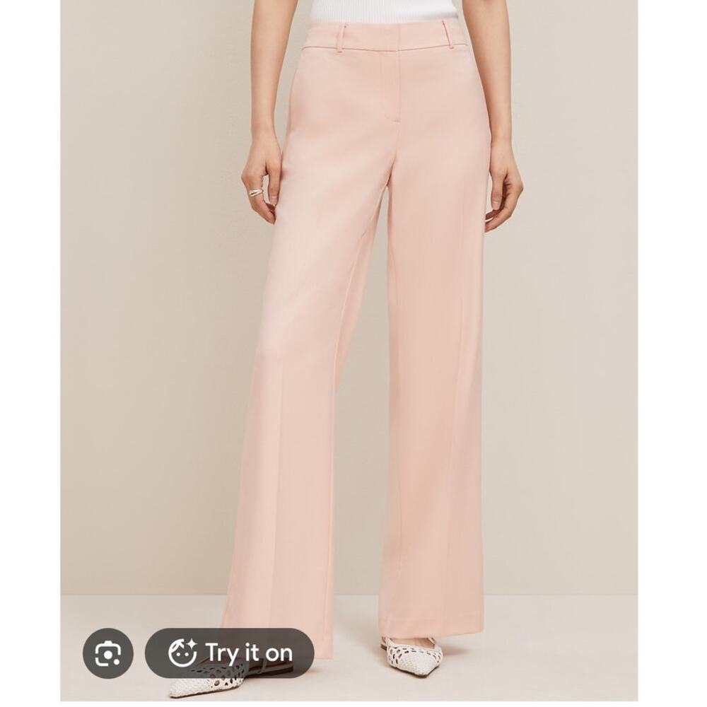 Ann Taylor Jayne Trouser Pants 6 Blush Pink Lined Mid Rise Career Business NEW